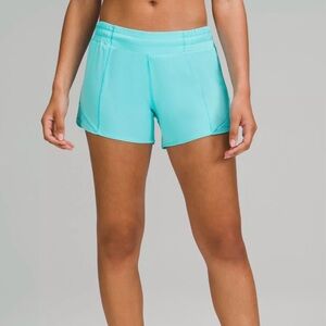 lululemon Hotty Hot Low-Rise Lined Short 4", Electric Turquoise, Size 8